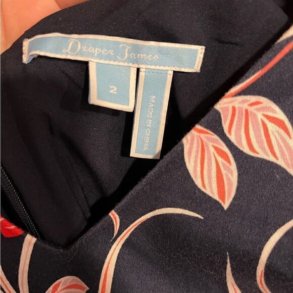 Draper James Love Circle Dress V-Neck A-line Navy Red and Pink Floral - Picture 15 of 16